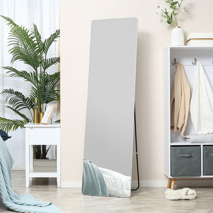 63"x18" Full Length Mirror, Floor Standing, Wall-Mounted or Leaning Against Wall Tall Mirror w/Support Frame, Rectangular Full Body Mirror for Bedroom, Living Room, Silver