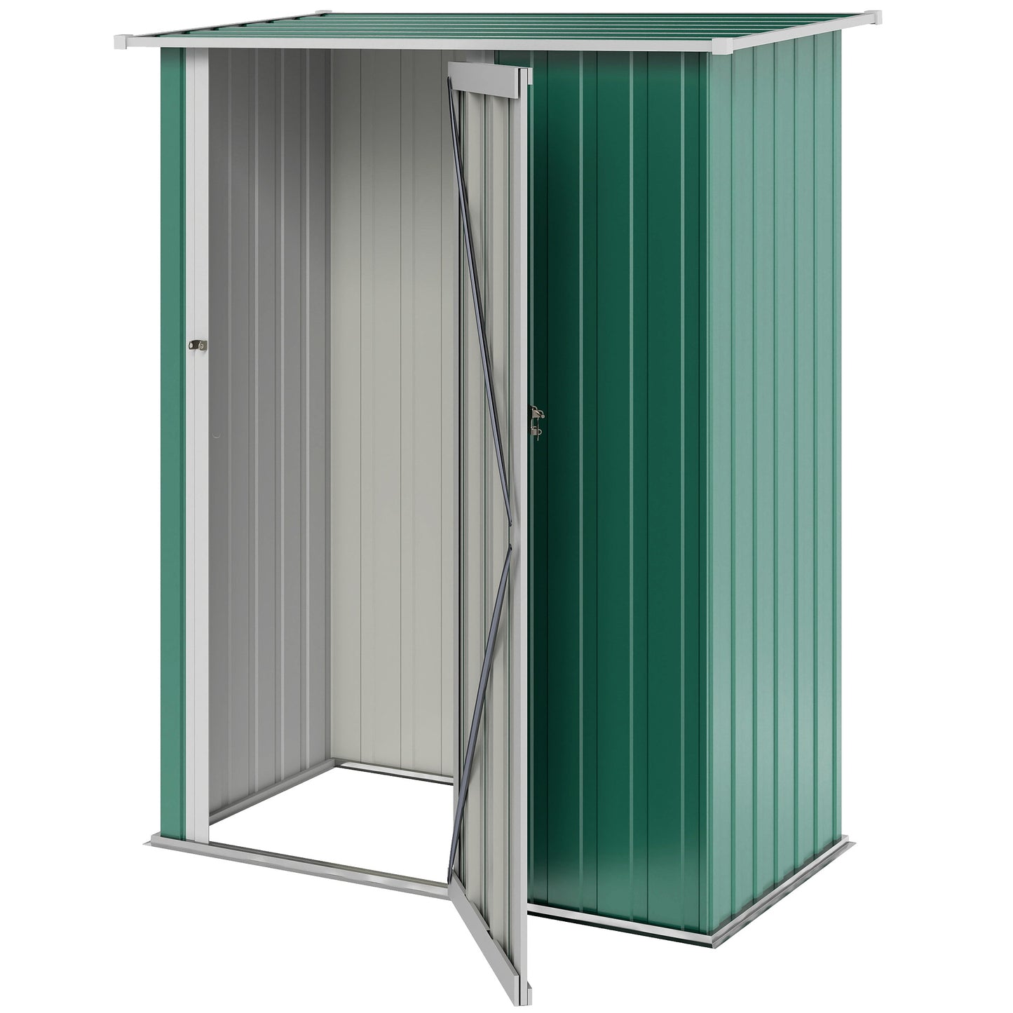 5 x 3ft Outdoor Storage Shed Metal Garden Shed Cabanon with Sloped Roof, Lockable Door for Tool, Green