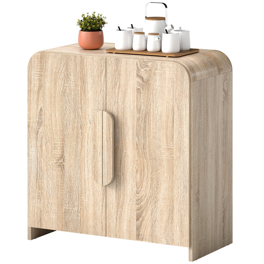 Sideboard Buffet Cabinet, 31.5" Modern Kitchen Storage Cabinet with Soft-Close Door and Adjustable Shelf, Natural Wood