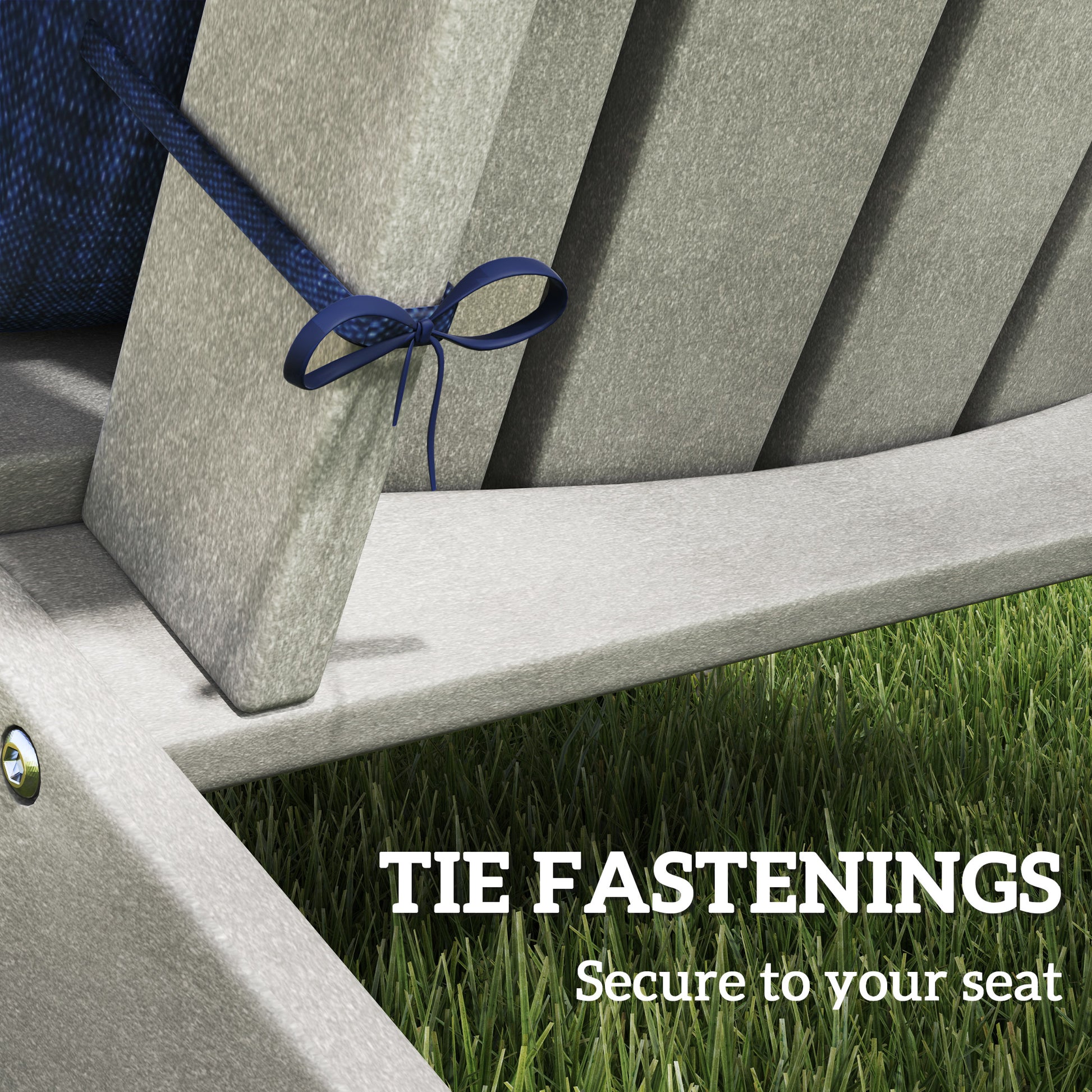 Set of 2 Patio Chair Cushions, High Back Adirondack Chair Cushion with Ties, High-Density Foam, Navy Blue