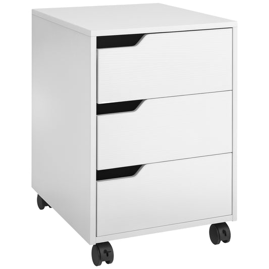 3 Drawer File Cabinet, Mobile Vertical Filing Cabinet with Wheels, Printer Stand with Storage for Home Office, White