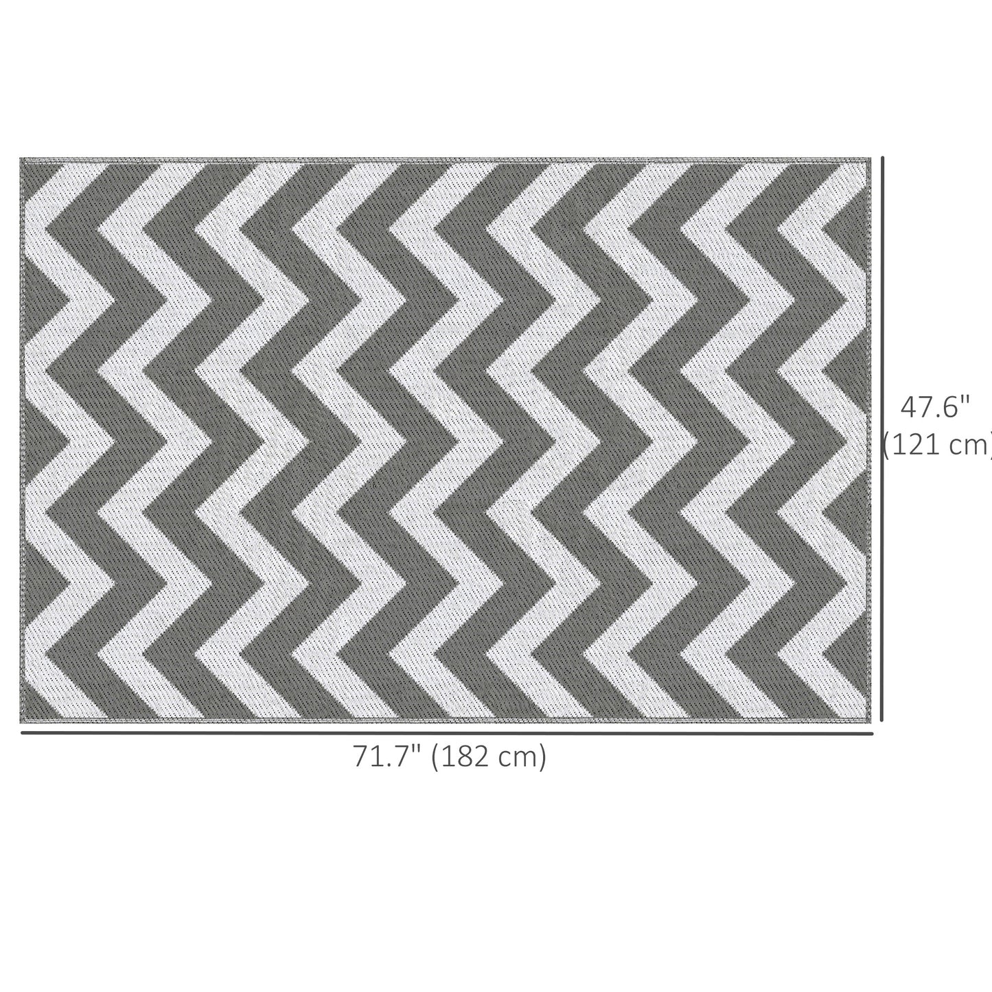 Reversible Outdoor RV Rug, Patio Floor Mat, 4' x 6' Plastic Straw Rug for Backyard, Deck, Beach, Camping, Grey & White