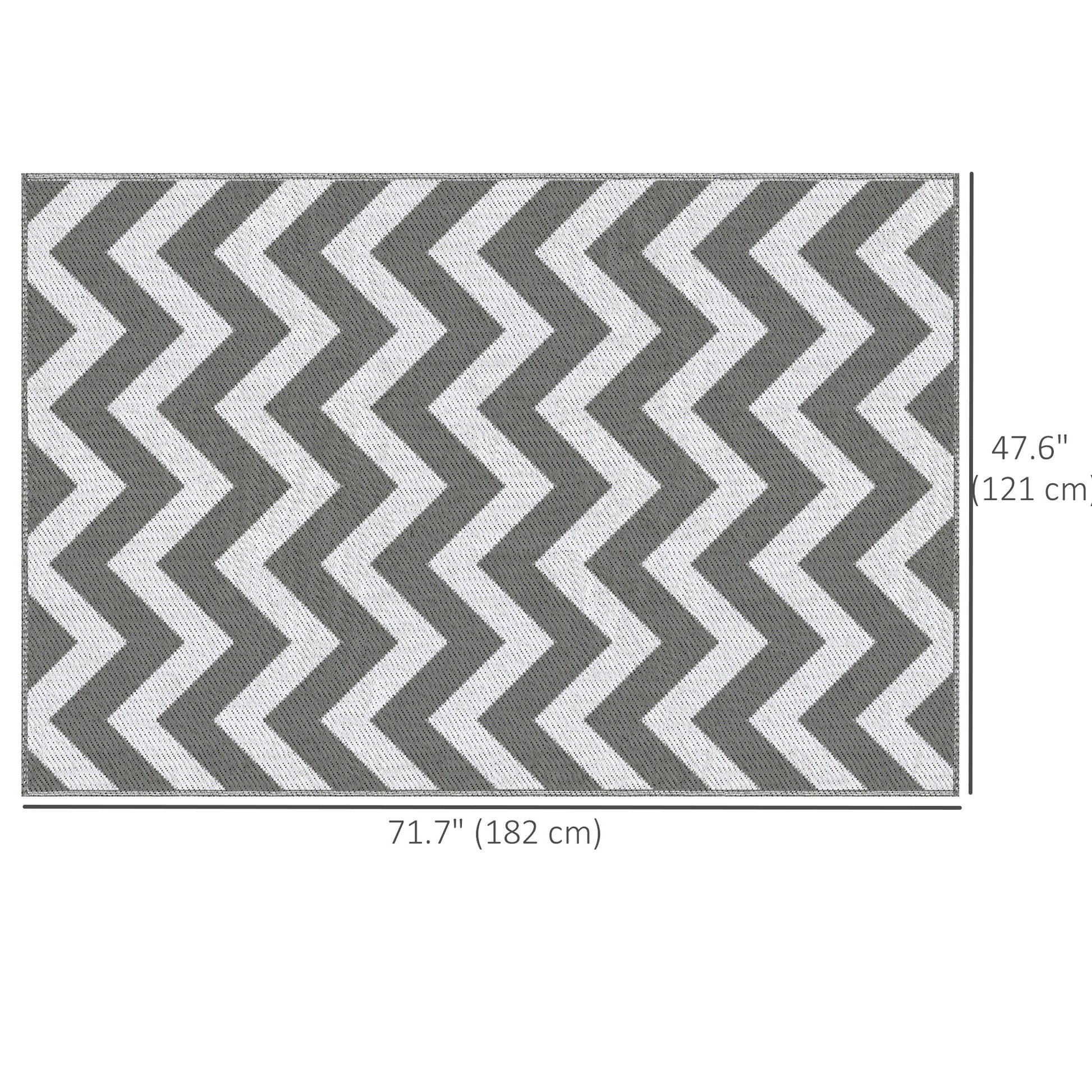 Reversible Outdoor RV Rug, Patio Floor Mat, 4' x 6' Plastic Straw Rug for Backyard, Deck, Beach, Camping, Grey & White