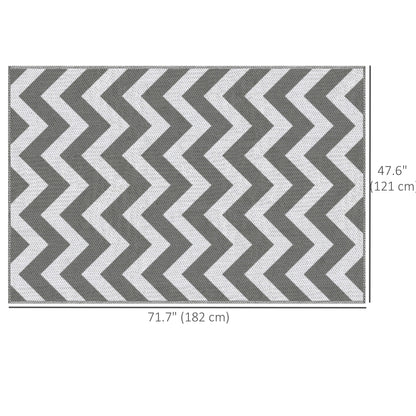 Reversible Outdoor RV Rug, Patio Floor Mat, 4' x 6' Plastic Straw Rug for Backyard, Deck, Beach, Camping, Grey & White