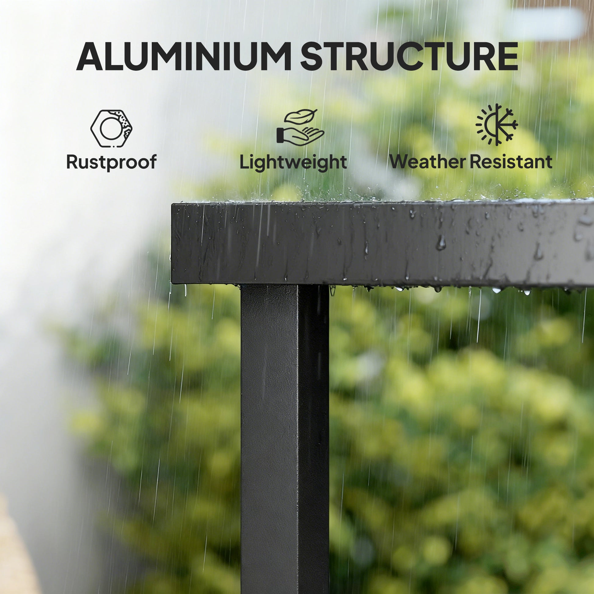 Patio Dining Table for 8, Rectangular Aluminum Outdoor Table for Garden Lawn Backyard, Natural