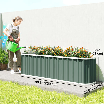 Galvanized Raised Garden Bed, Deep Root Planter Box, Outdoor Garden Bed with Plant Labels, 7' x 2' x 2', Light Green