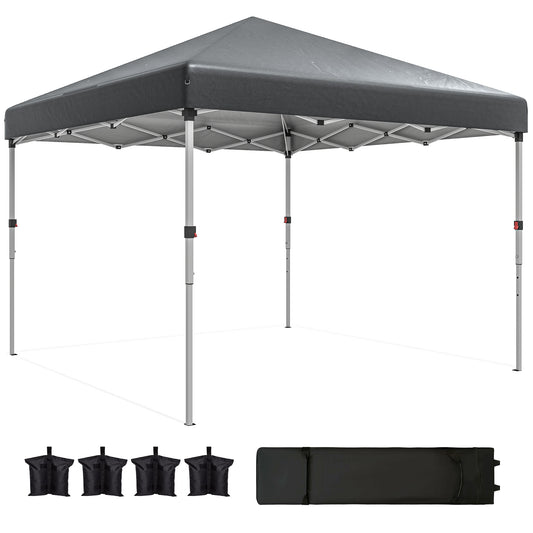 10' x 10' Pop Up Canopy with Sidewalls, Roller Bag, Height Adjustable Instant Tent for Outdoor, Garden, Patio, Grey