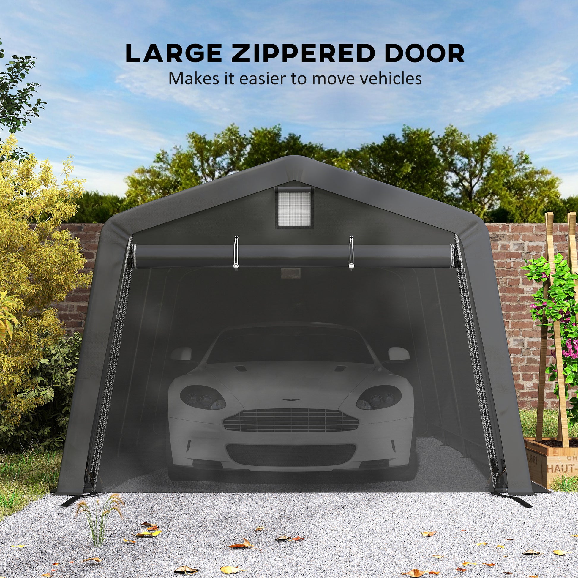 11' x 20' Portable Garage, Heavy Duty Carport Canopy with Ventilation Windows and Large Roll-up Door, Dark Grey