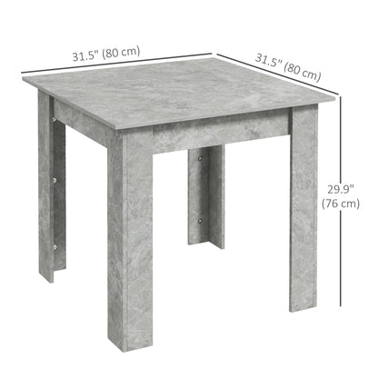 Square Dining Table, Modern Dining Room Table with Faux Cement Effect, Space Saving Small Kitchen Table, Cement Grey