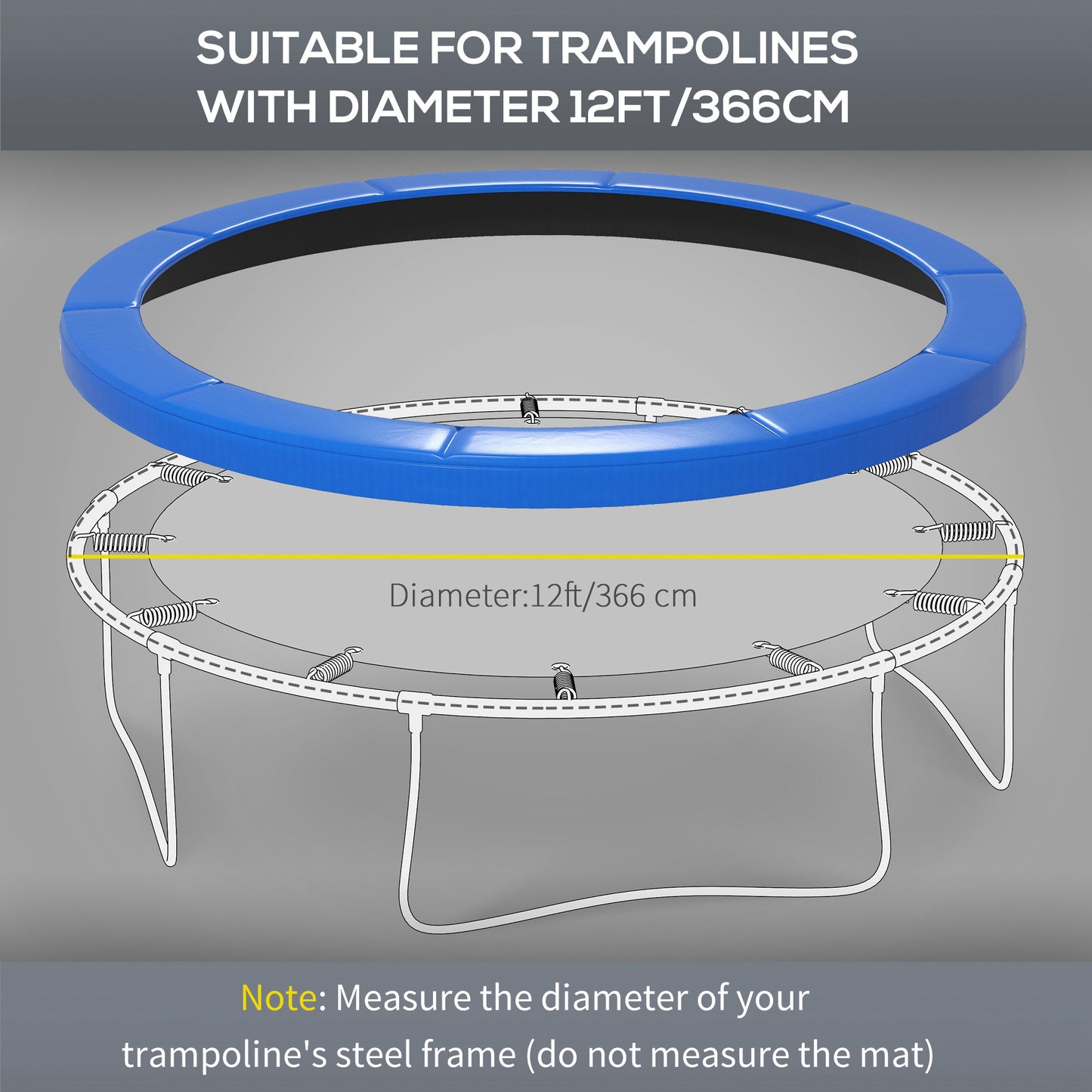 Soozier 12FT Trampoline Spring Cover, Trampoline Pad Replacement, Waterproof and Tear-Resistant, Blue
