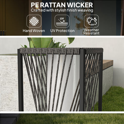 Rattan Solar Floor Lamp, Decorative Outdoor Lamp with Auto On/Off LED Lights, IP44 for Patio, Porch, Pathway, Grey