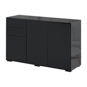 Kitchen Sideboard Storage Cabinet, Modern Coffee Bar with Push-Open Design and 2 Drawers for Living Room, Black