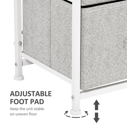 Linen Drawer Cabinet Organizer Storage Dresser Tower with 4 Removable Drawer Metal Frame Adjustable Feet for Living Room, Kitchen, Bathroom, White