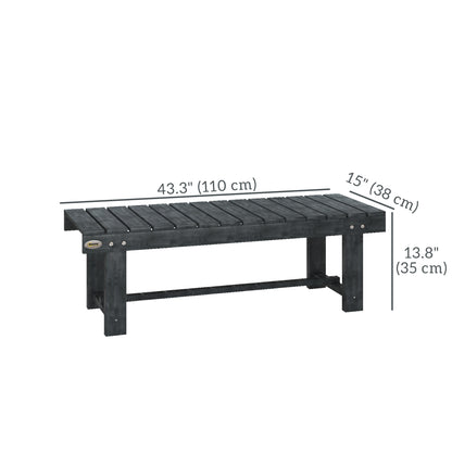 Outdoor Garden Bench, Backless Patio Fir Wood Stool, Armless Loveseat, 43.25" x 15" x 13.75", Grey