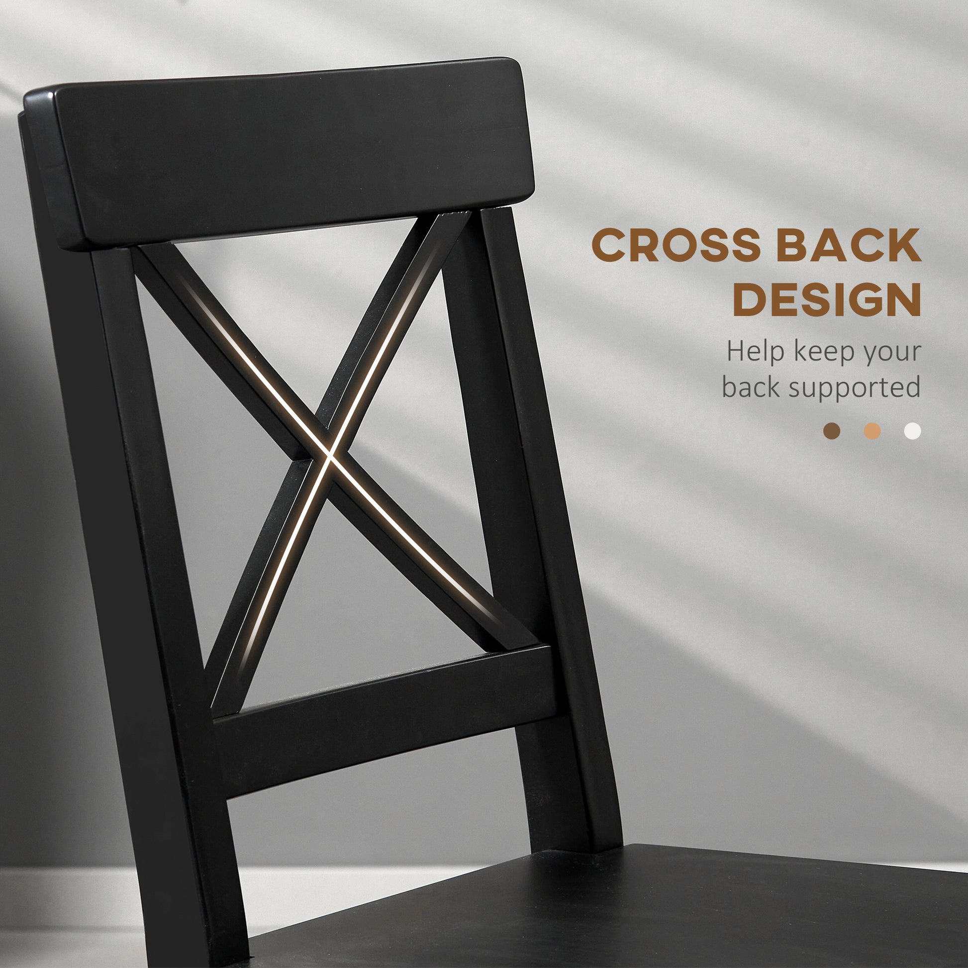 Wooden Dining Chairs Set of 4, Kitchen Chairs with Cross Back, Solid Structure for Living Room and Dining Room, Black
