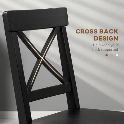 Wooden Dining Chairs Set of 4, Kitchen Chairs with Cross Back, Solid Structure for Living Room and Dining Room, Black