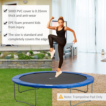 Soozier Trampoline Pad, 14FT Replacement Trampoline Safety Pad Mat Spring Cover, Water-Resistant, UV-Resistant, Tear-Resistant, No Holes for Pole, Blue