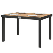 Aluminum Outdoor Dining Table for 6, Patio Rectangular Table, 47.2" x 35.4" x 29.1", Natural
