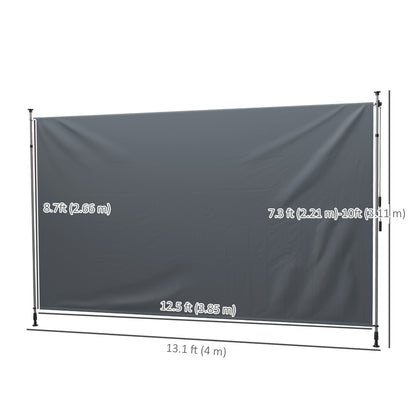 13' x 10' Manual Retractable Patio Awning, Outdoor Privacy Screen with UPF30+ & Water-Resistant Fabric, Dark Grey