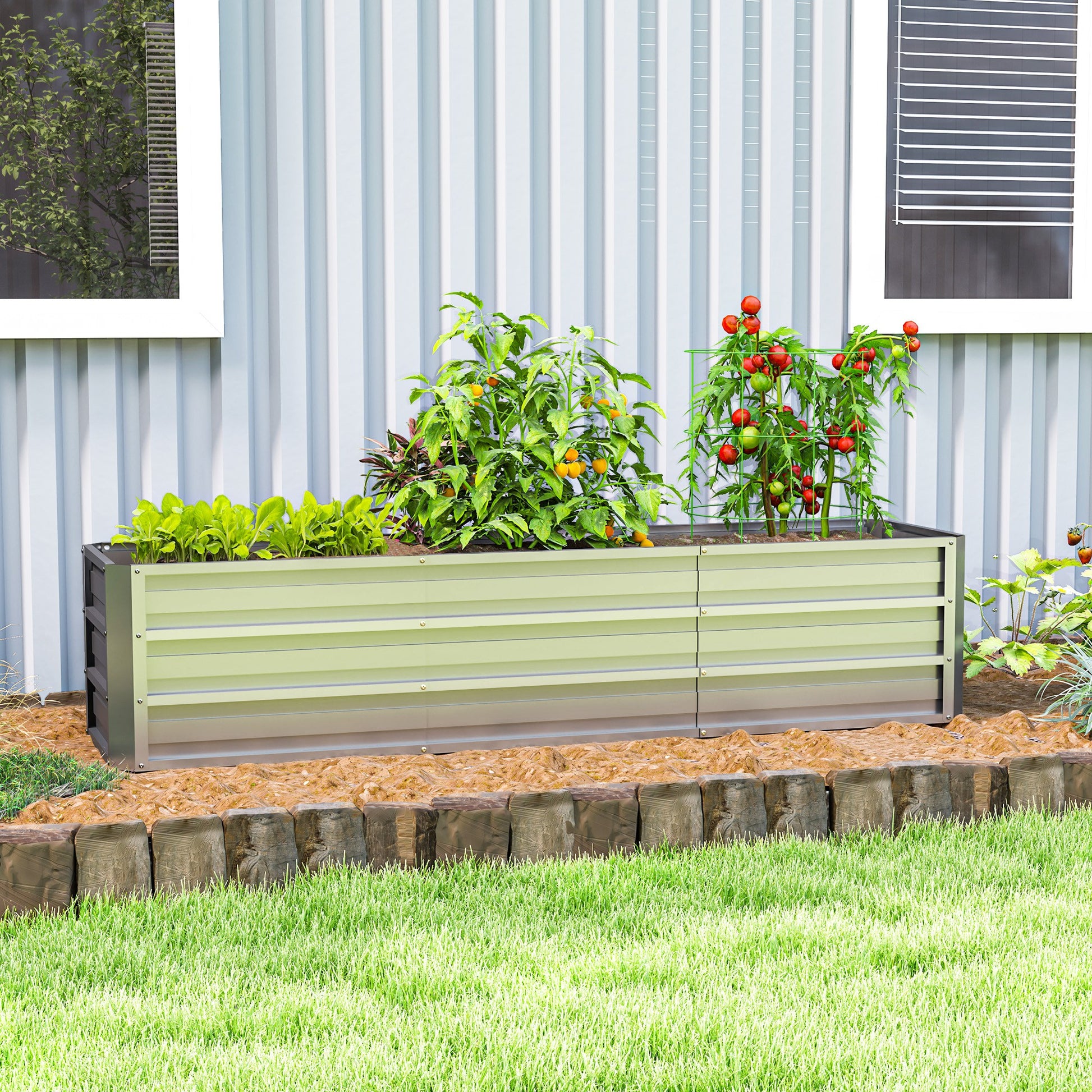 6' x 1.5' x 1.3' Galvanized Raised Garden Bed, Elevated Large Metal Planter Box w/ Install Gloves for Backyard, Patio to Grow Vegetables, Herbs, and Flowers, Silver