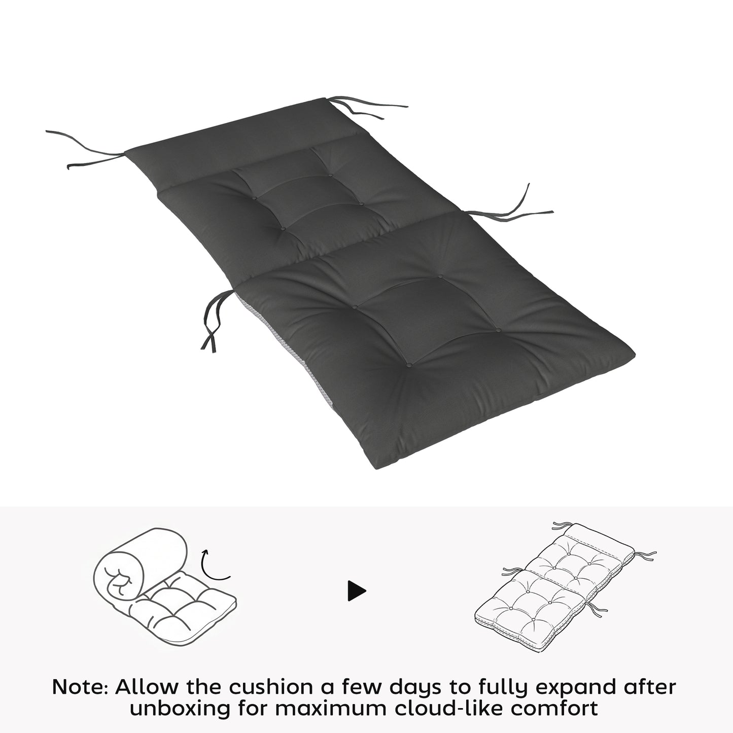 Patio Chair Cushions Set of 4, Waterproof Non-Slip Lounge Chair Cushions, 44"x21", Dark Grey