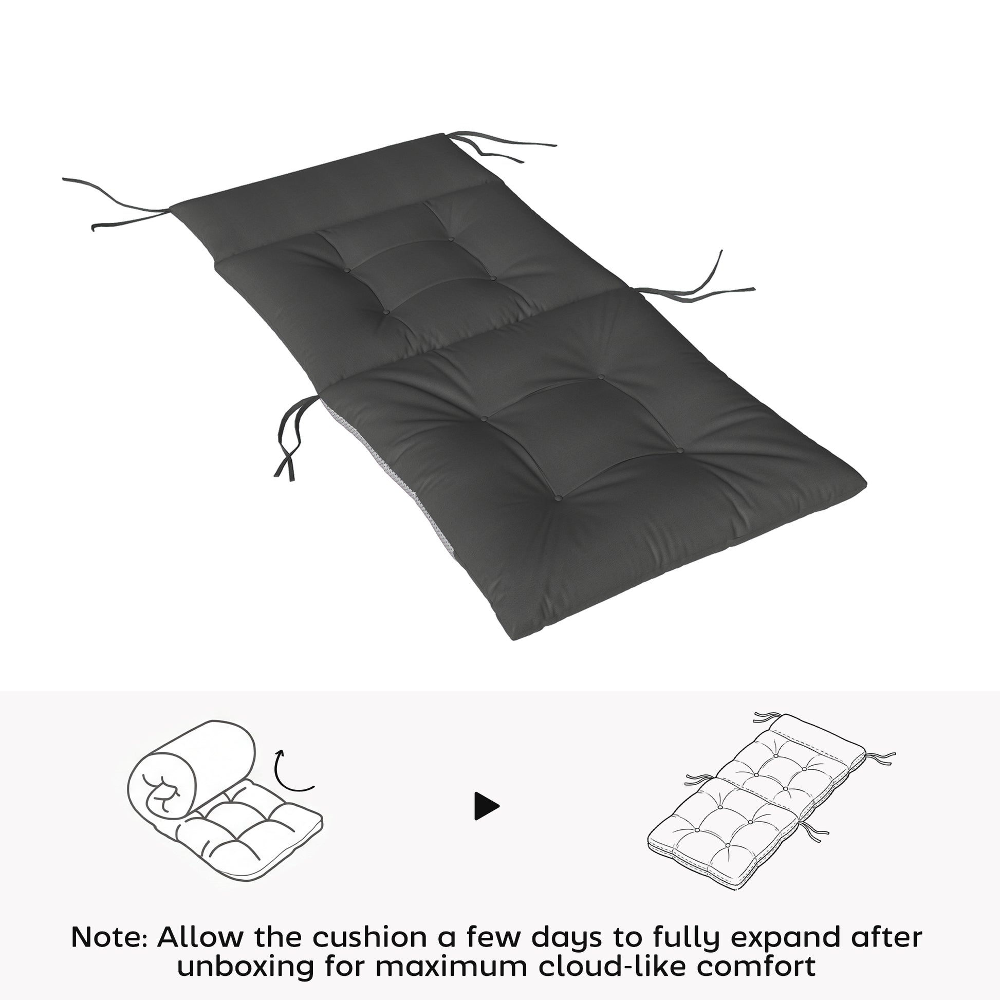 Patio Chair Cushions Set of 4, Waterproof Non-Slip Lounge Chair Cushions, 44"x21", Dark Grey