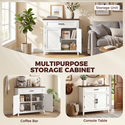 Modern Farmhouse Sideboard Buffet Cabinet with Adjustable Shelf, Storage & 2 Doors