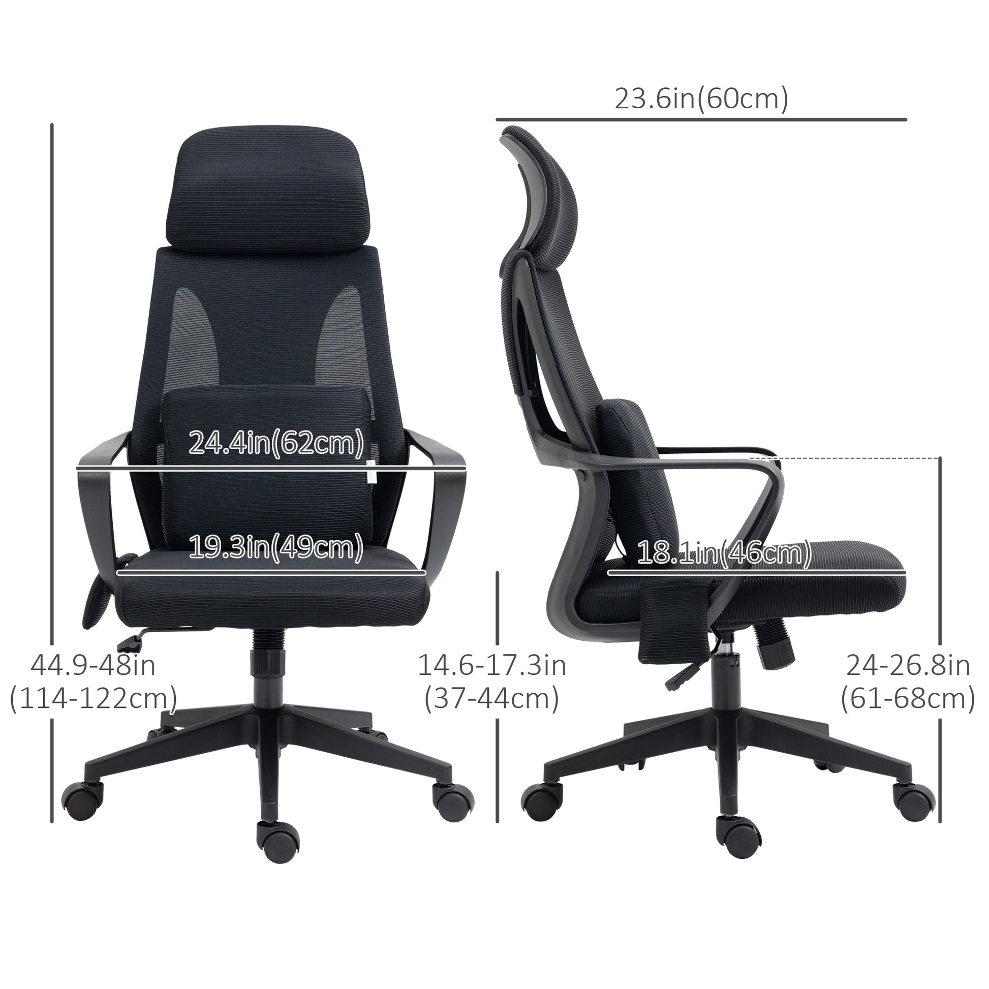 Office Chair High Back, Ergonomic Mesh Computer Chair Executive Task Chair with Massage Lumbar Support & Headrest Rocking
