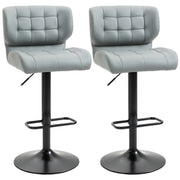 Swivel PU Leather Barstools Set of 2 Adjustable Bar Stools with Footrest Back for Kitchen Counter Dining Room Grey