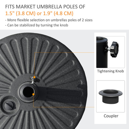 48 lb Heavy Duty Patio Umbrella Base, Water Filled Market Umbrella Stand with Steel Pole for Outdoor, Backyard, Black