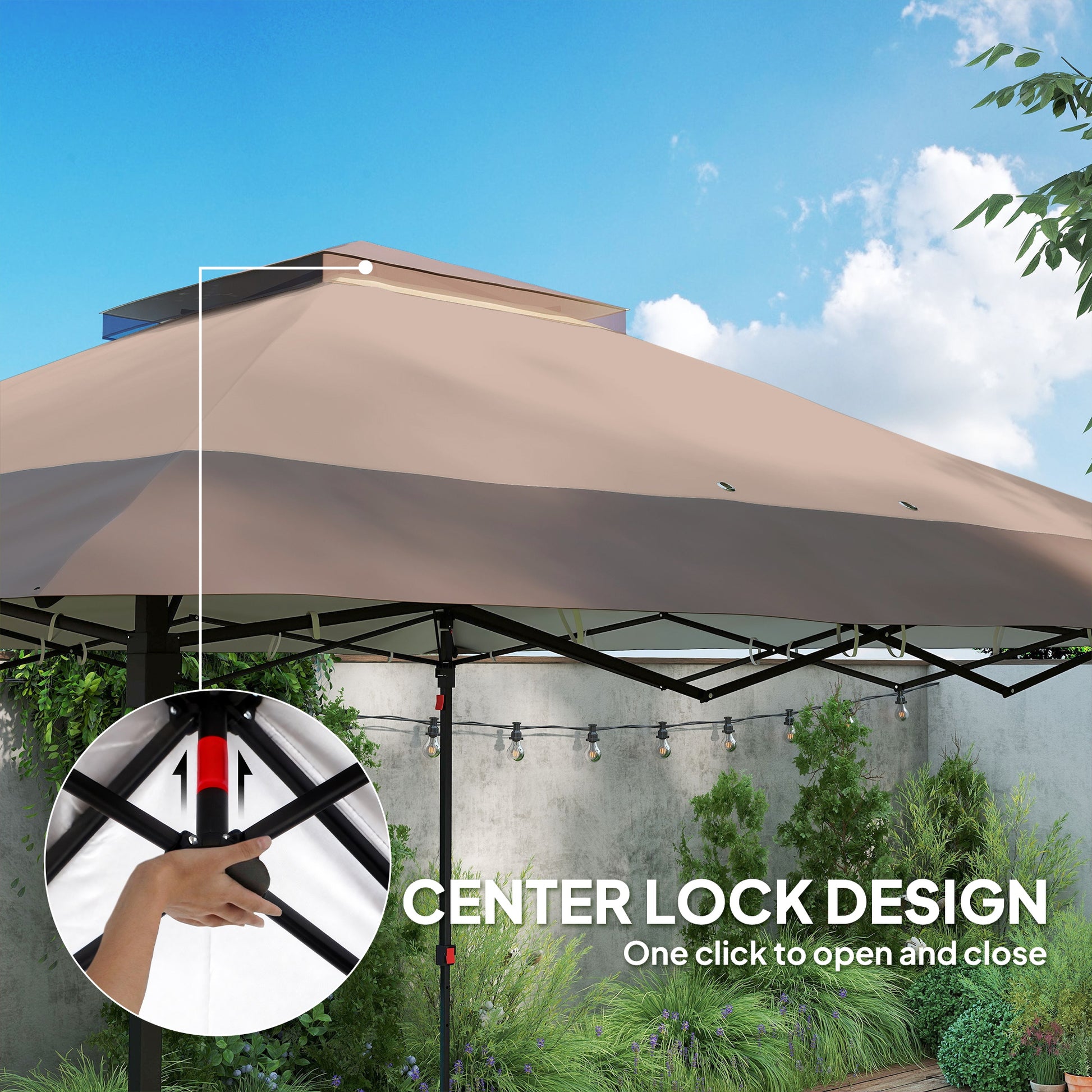 12' x 12' Foldable Pop-up Party Tent Instant Canopy Sun Shade Gazebo Shelter with Steel Frame, Khaki