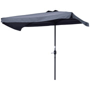 7.5ft Half Umbrella Semi Patio Parasol with Crank Handle, Top Vent for Garden, Balcony- NO BASE INCLUDED, Grey