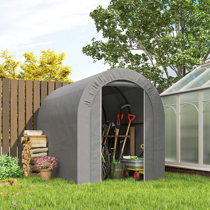 5' x 8' Outdoor Storage Shed, Heavy Duty Galvanized Steel Portable Shed for Bike, Motorcycle, Garden Tools, Light Grey