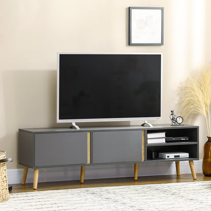 TV Stand for TVs up to 55", TV Cabinet with Shelves and Cable Holes, Entertainment Unit for Living Room, Dark Grey