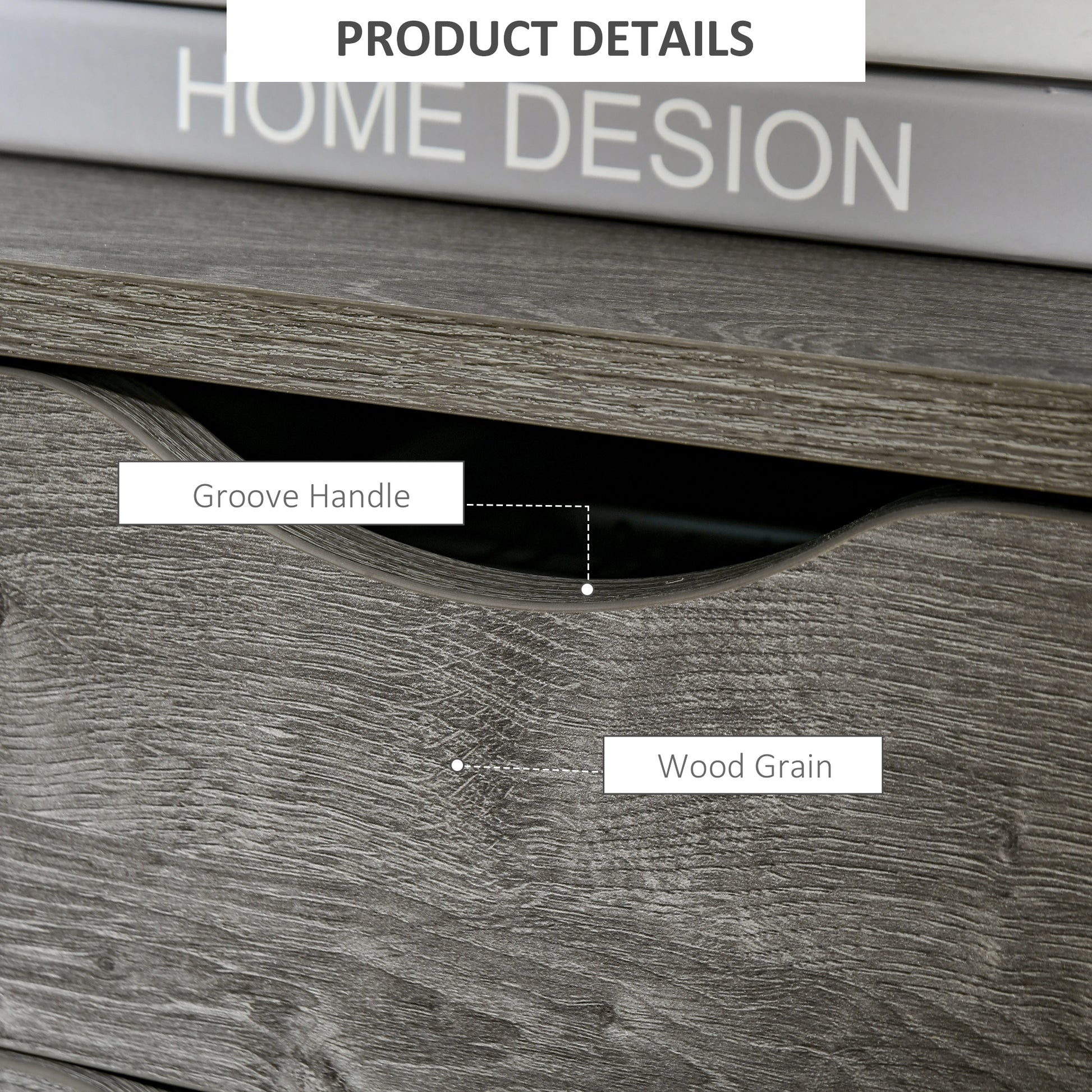 Nightstand with 2 Drawers, Industrial Side Table with Storage Shelf, Accent End Table for Bedroom, Living Room, Grey