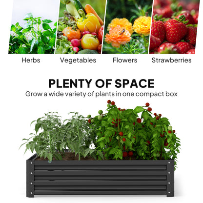 4' x 4' x 1' Raised Garden Bed Galvanized Steel Planter Box for Vegetables, Flowers, Herbs, Grey