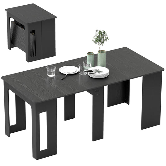 Extendable Dining Table, Expandable Kitchen Table for Small Spaces, Seats up to 6 People, Distressed Black