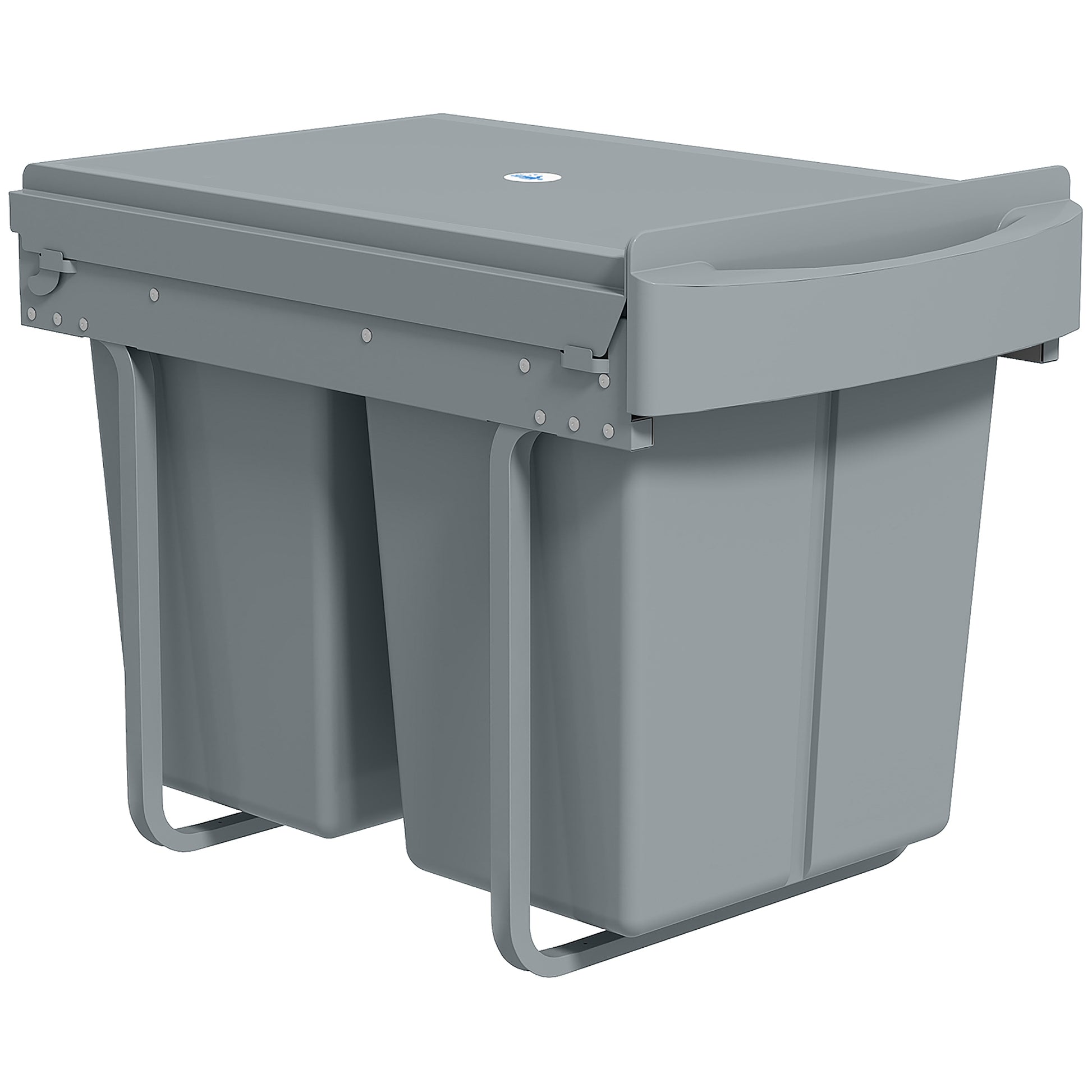Pull Out Trash Can Under Cabinet, 10.6 Gallon (40L) Slide Out Garbage Can with 2 Removable Compartments, Grey