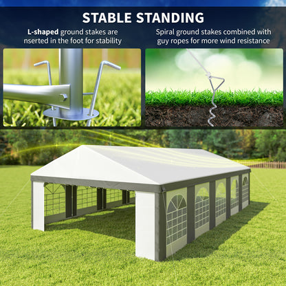 20'x33' Heavy Duty Large Party Tent Event Tent with Removable Sidewalls, for Weddings, Parties, Carports, Grey
