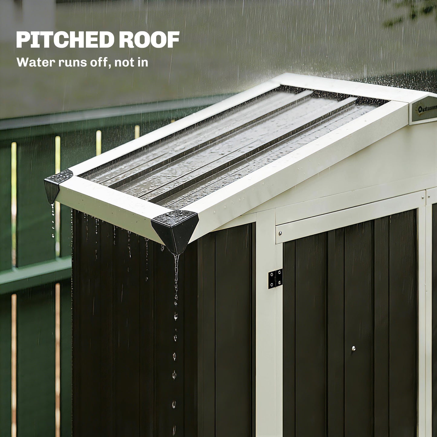 Outdoor Storage Shed Apex Roof Metal Garden Shed with Shelf for Backyard, Light Grey