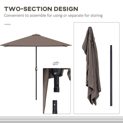 9ft Half Round Umbrella Outdoor Patio Garden Balcony Parasol Window Sun Shade w/ 5 Ribs Coffee