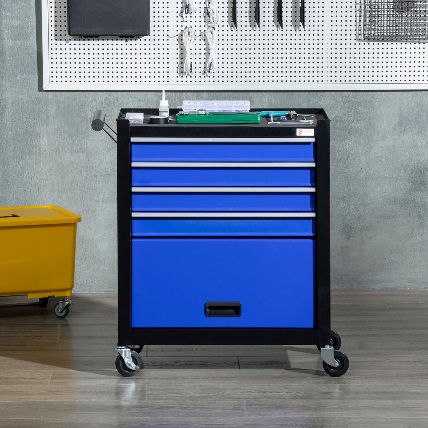 4-Drawer Tool Chest with 4 Wheels, Rolling Tool Box and Storage Cabinet, Portable Tool Organizer for Garage, Blue
