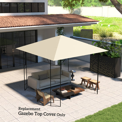 10' x 10' Gazebo Canopy Replacement Cover, Garden Gazebo Roof Replacement, UPF30+, TOP COVER ONLY, Cream White