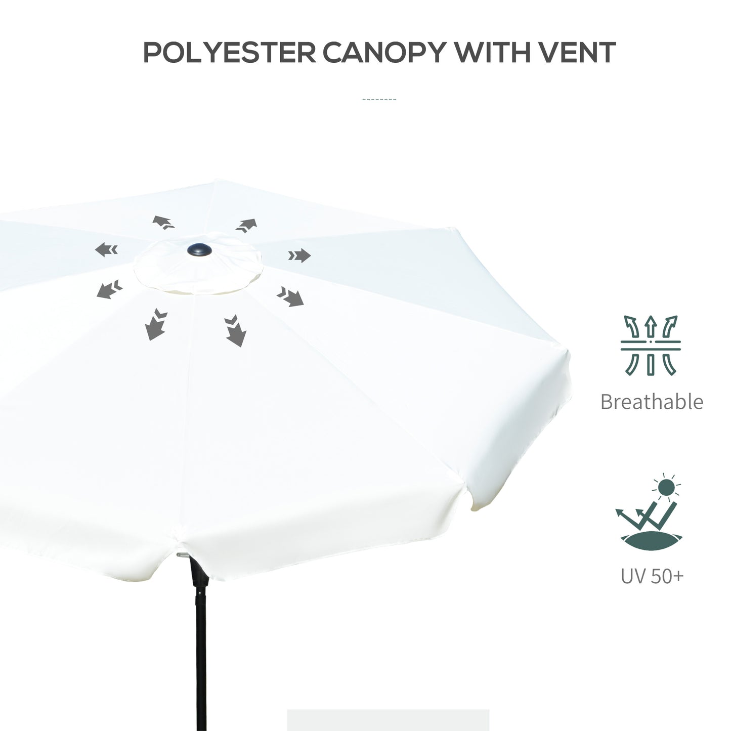 8.5 ft Outdoor Market Table Umbrella, Round Patio Umbrella with Tilt and Crank for Garden, Backyard, Deck, Cream White