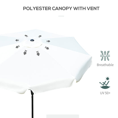 8.5 ft Outdoor Market Table Umbrella, Round Patio Umbrella with Tilt and Crank for Garden, Backyard, Deck, Cream White