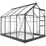 Greenhouse Garden, Green House, Outdoor Greenhouse Kit, PC Board with Sliding Door, 6.2' x 8.3' x 6.6', Grey