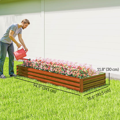 95" x 36" x 12" Galvanized Raised Garden Bed, Metal Elevated Planter Box for Growing Flowers, Herbs, Succulents, Brown