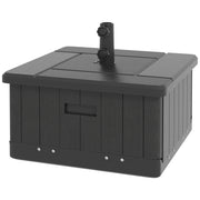 3-in-1 Outdoor Umbrella Base with Wheels and Handles, End Table, Flower Box Planter with Hole, 176 lbs. Capacity, Black