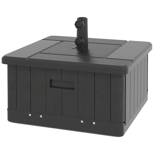 3-in-1 Outdoor Umbrella Base with Wheels and Handles, End Table, Flower Box Planter with Hole, 176 lbs. Capacity, Black