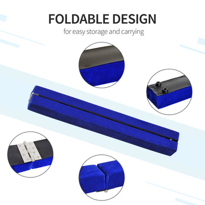 Soozier 7ft Folding Balance Beam, Gymnastics Beam with Wood Core, Blue